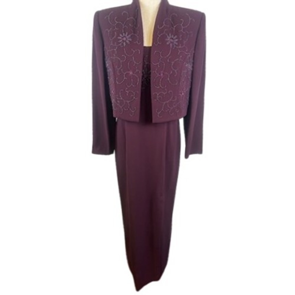 Rimini by‎ Shaw Wedding Purple Beaded Dress Suit Formal Mother of Bride Size 10